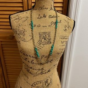 J.Crew Gold Colored and Turquoise Necklace